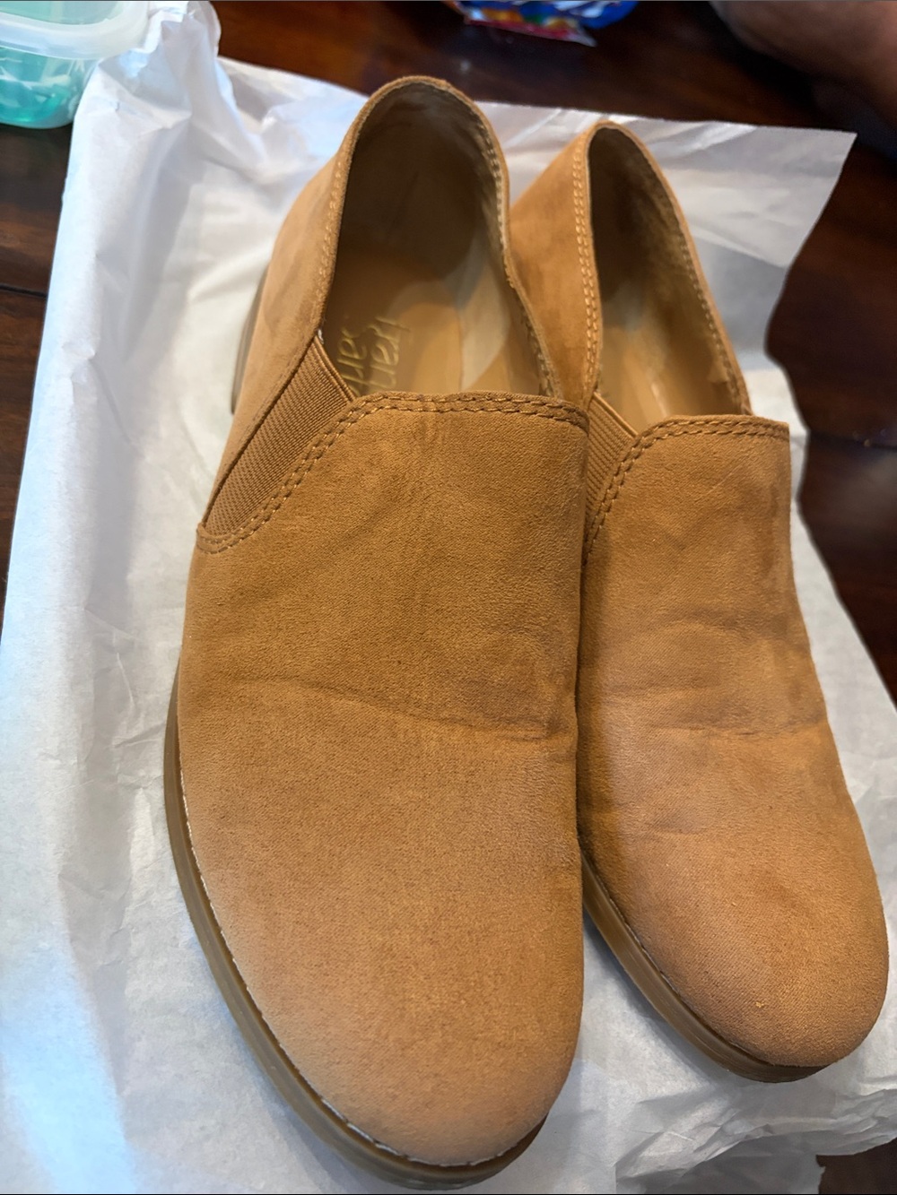 Franco Sarto Women's Slip-On Suede Loafers in Tan size 7